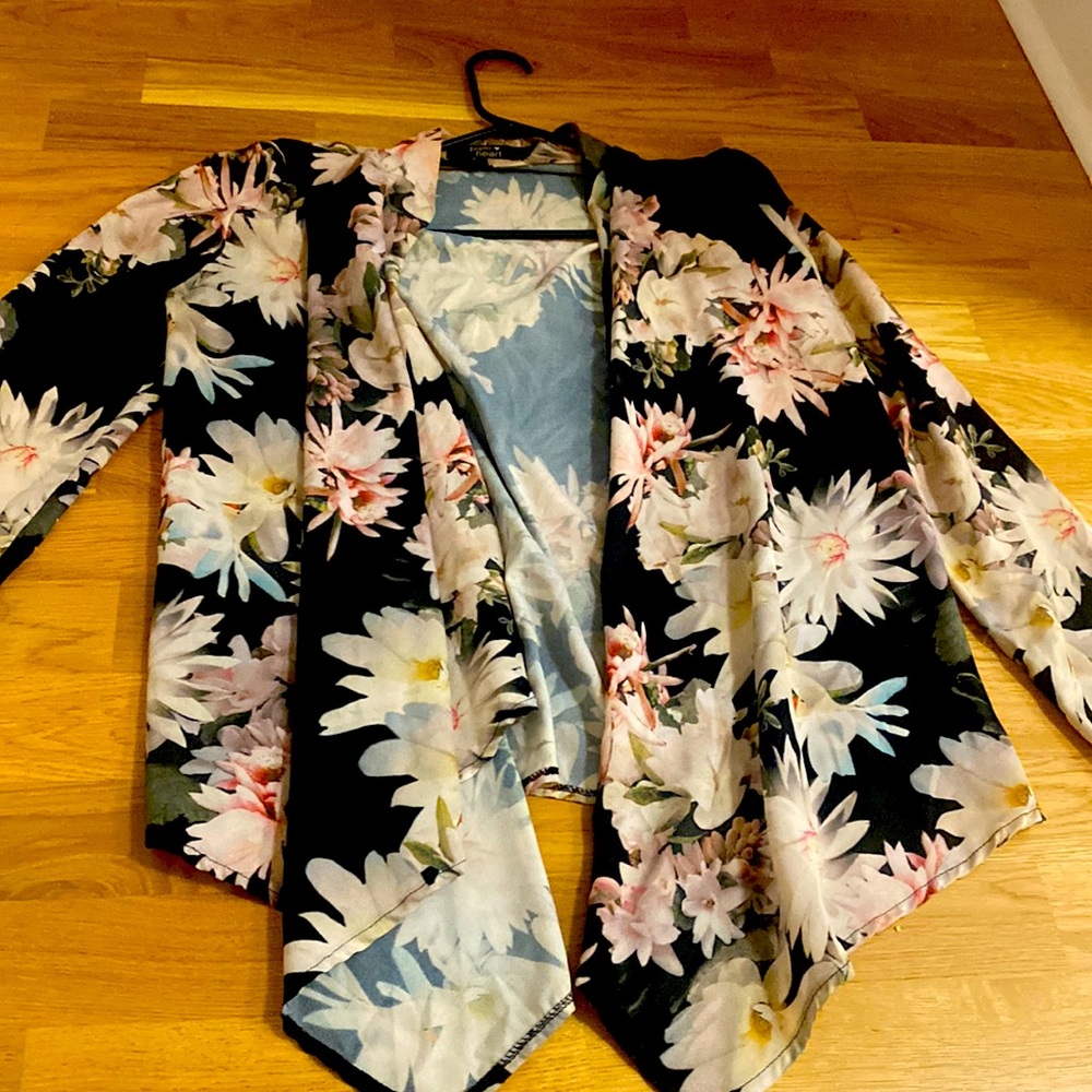 Floral cotton open blazer/jacket